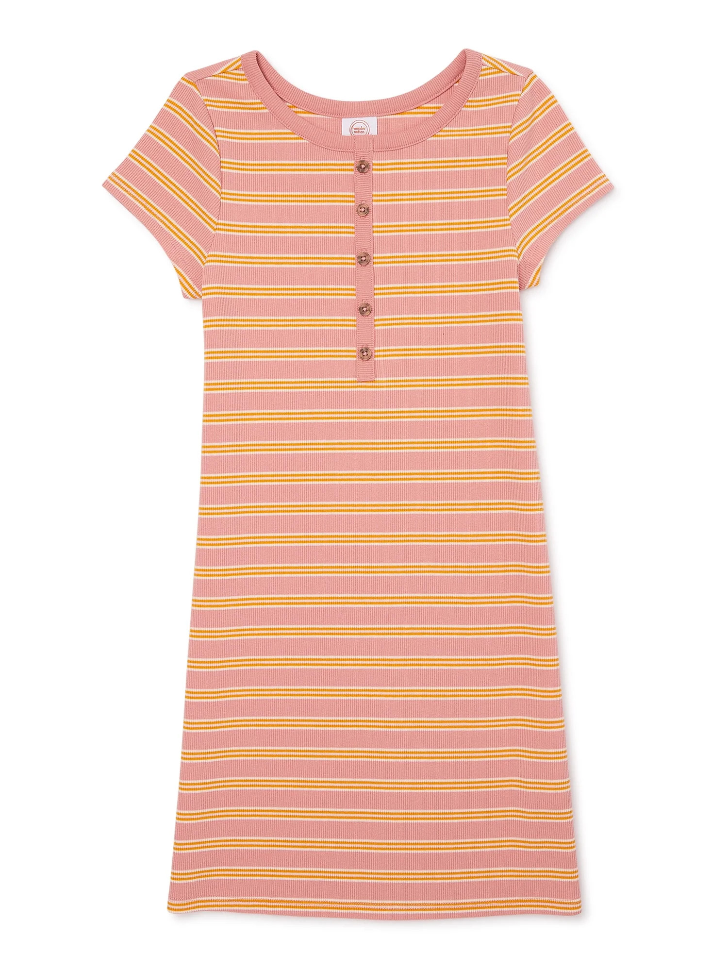 Wonder Nation Girls Short Sleeve Henley Dress, Sizes 4-18 & Plus - Walmart.com | Walmart (US)