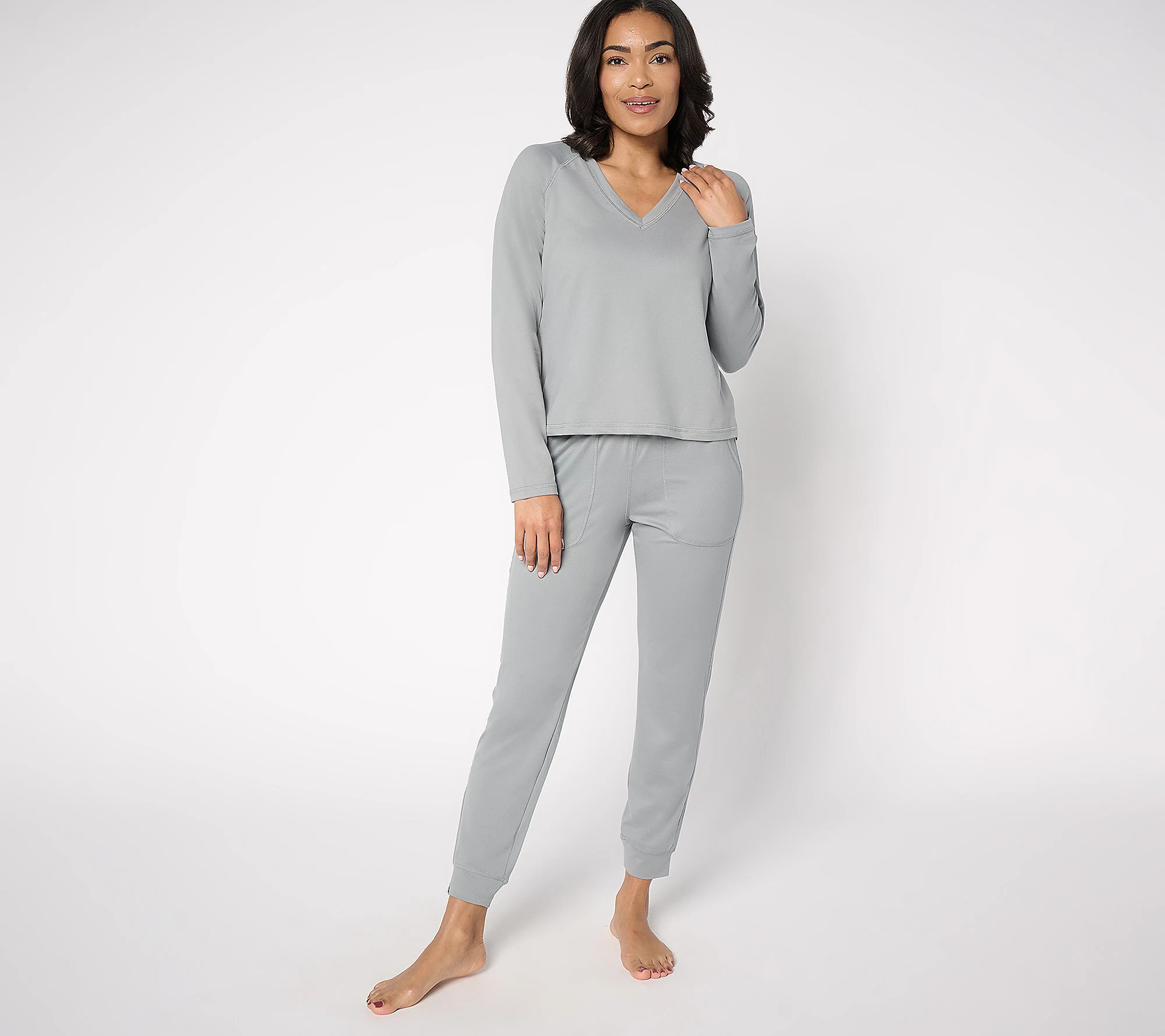 As Is Barefoot Dreams Malibu Collection Knit V-Neck Set | QVC
