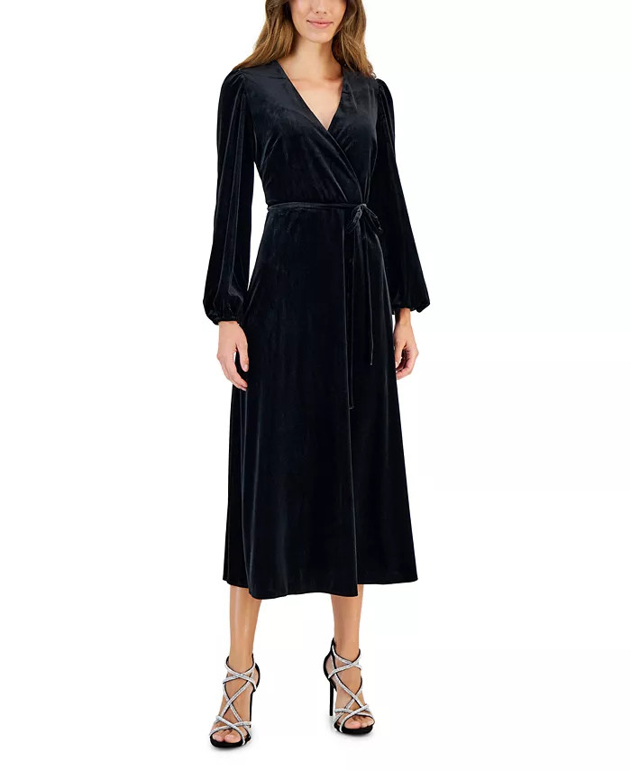INC International Concepts Women's Faux-Wrap Velour Dress, Created for Macy's & Reviews - Dresses... | Macys (US)