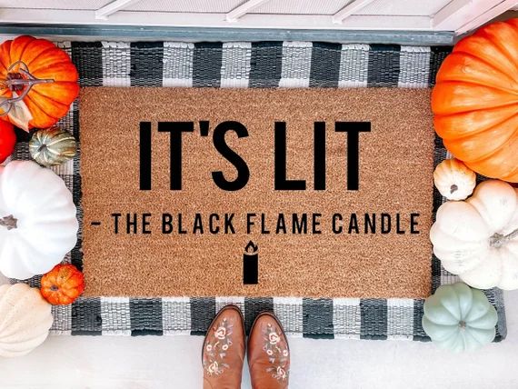 Its Lit Doormat  Hocus Pocus Doormat  Black Flame Candle  - Etsy | Etsy (US)