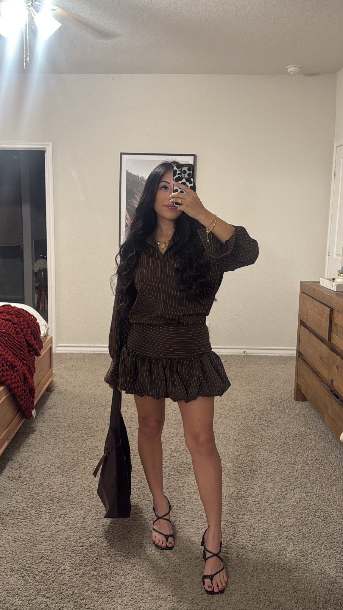 Girls night outfit 
Chocolate skirt and button up set 
Chocolate outfit 

#LTKStyleTip #LTKPetite #LTKItBag