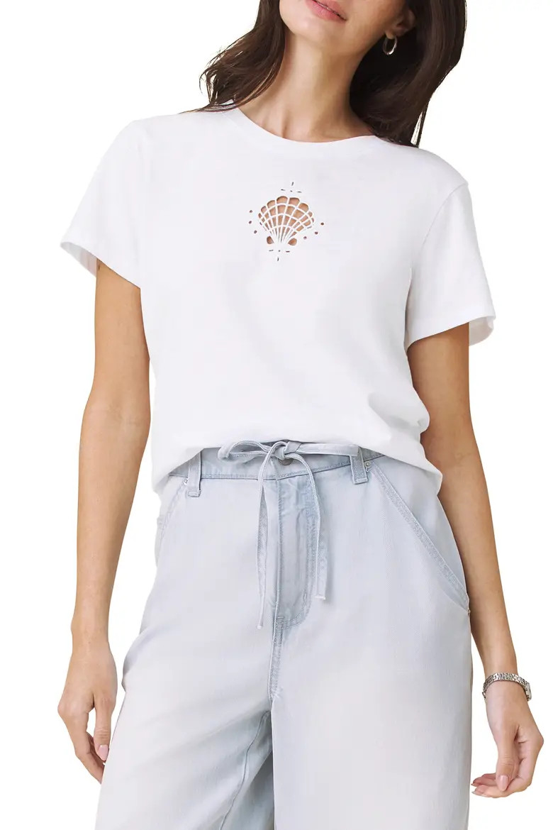 Embroidered Cutwork Seashell Cotton T-Shirt (Women) | Nordstrom | Nordstrom