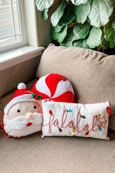 Christmas pillows. Santa pillow. Peppermint candy pillow. Pottery barn Christmas pillows. Pottery barn dupes. Falalala pillow. #christmas #holidaypillows #santaclausepillow #christmasdecor #christmashome

#LTKGiftGuide #LTKHoliday #LTKSeasonal