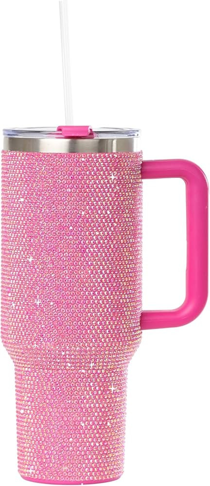 Grenada 40 oz Stainless Steel Bling Rhinestone Tumbler with Handle, Lid, and Straw | Double Wall ... | Amazon (US)