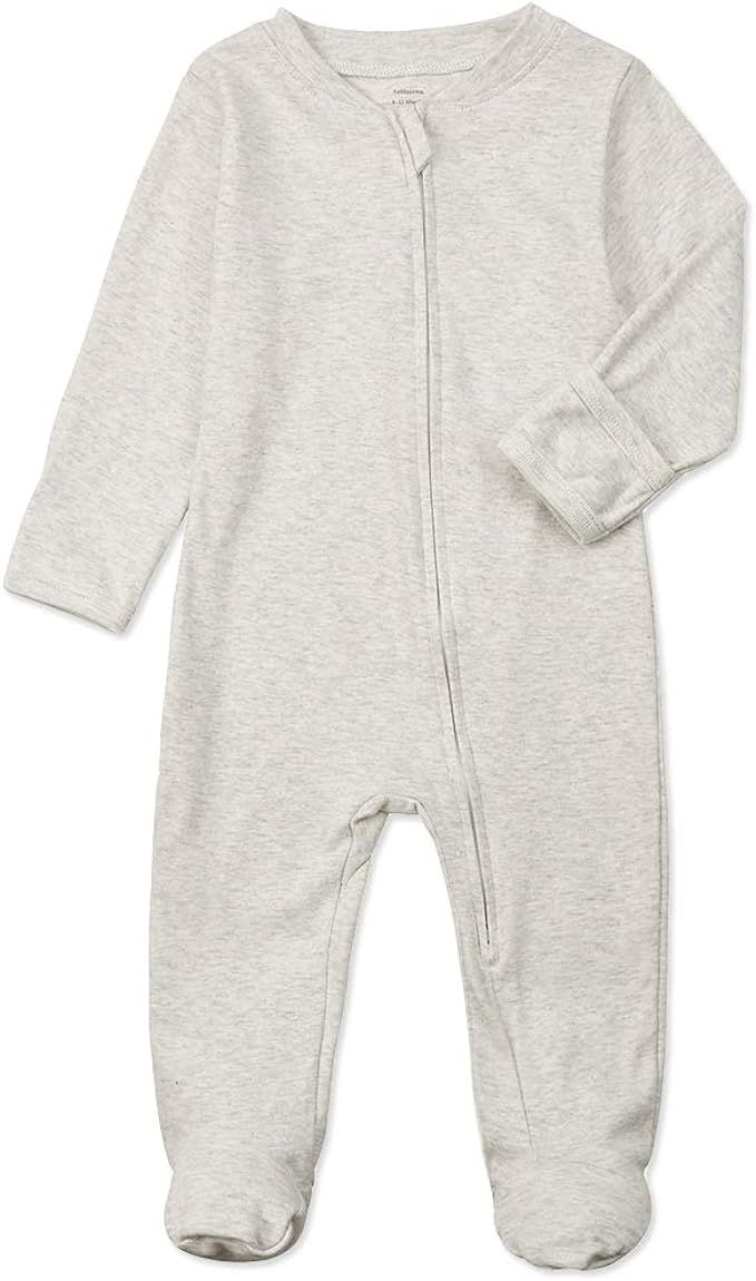 Organic Cotton Baby Footed Pajamas with Mittens Newborn Zip Up Onesie Sleeper | Amazon (US)
