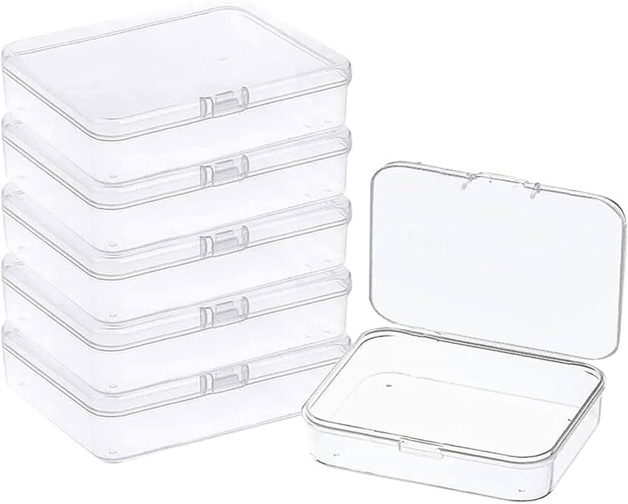 6 Pcs 5.6x4.2x1.8 Inches Clear Rectangle Box for Collecting Small Items, Beads, Game Pieces, Busi... | Amazon (US)
