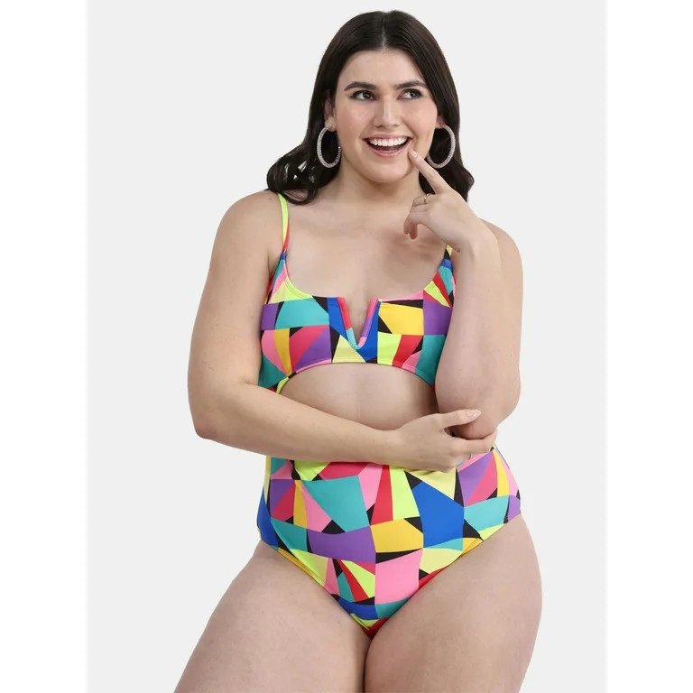 No Boundaries Cutout One Piece Swimsuit, Women's - Walmart.com | Walmart (US)