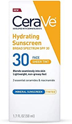 CeraVe Tinted Sunscreen with SPF 30 | Hydrating Mineral Sunscreen With Zinc Oxide & Titanium Diox... | Amazon (US)