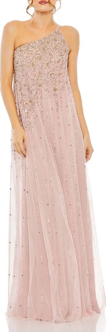 One Shoulder Embellished Trapeze A Line Gown | Nordstrom