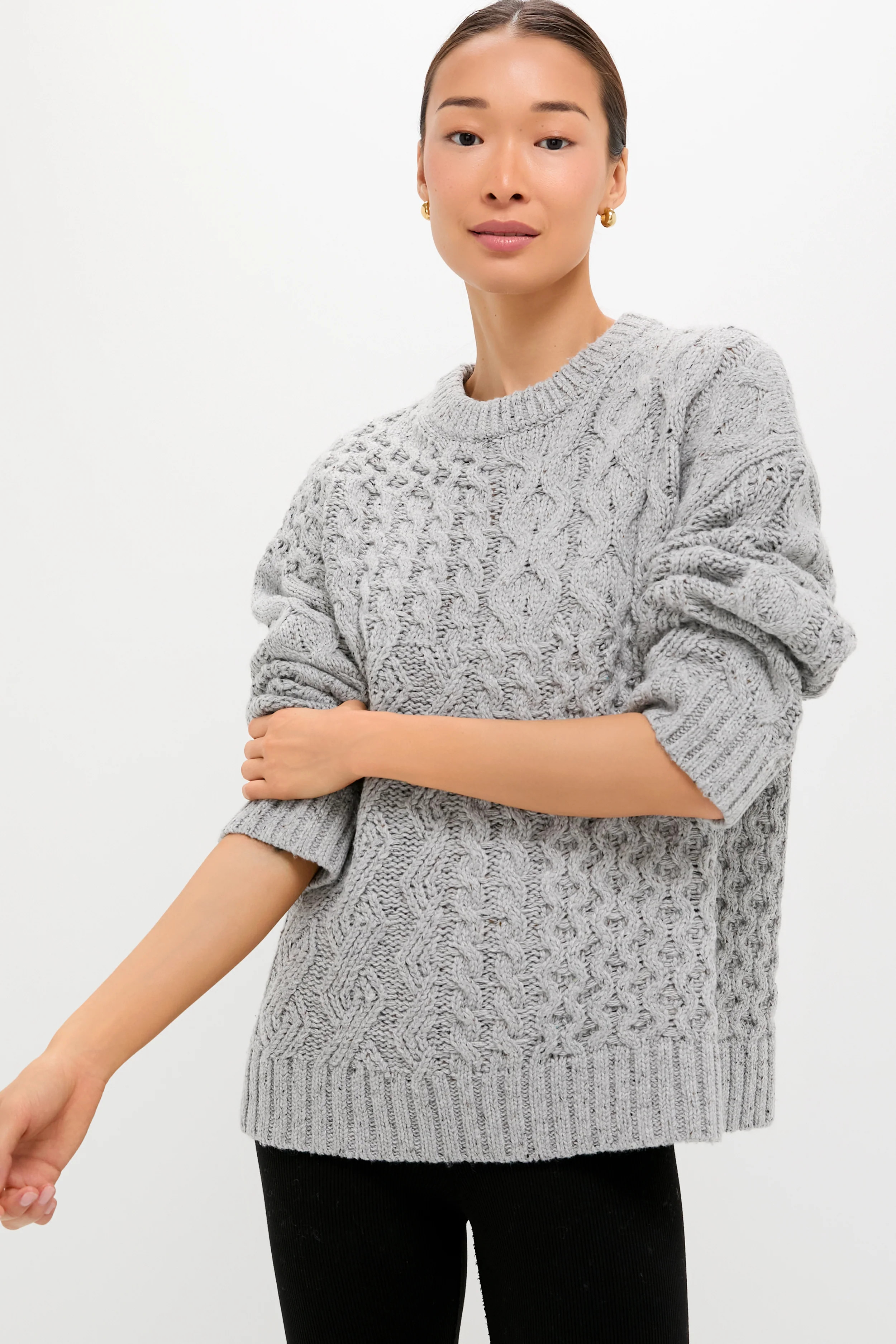 Gray Patchwork Cable Marks Sweater | Tuckernuck (US)