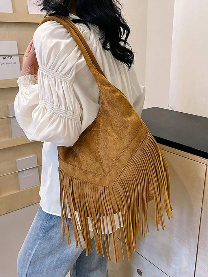 Vintage Bohemian Style Women's Bucket Bag With Tassel Decoration, Multi-Functional Handbag, Shoul... | SHEIN