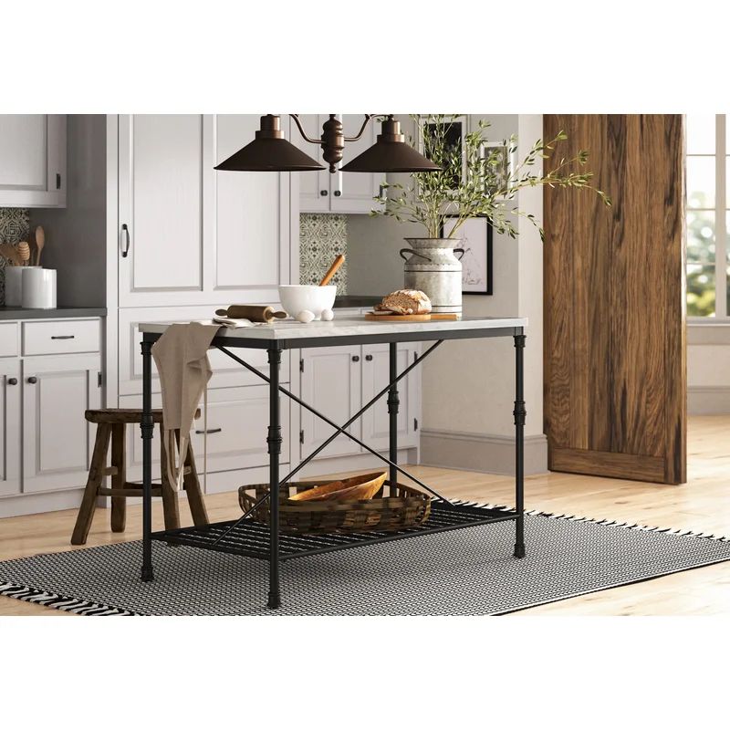 54'' Stainless Steel Prep Table with Marble Top | Wayfair North America