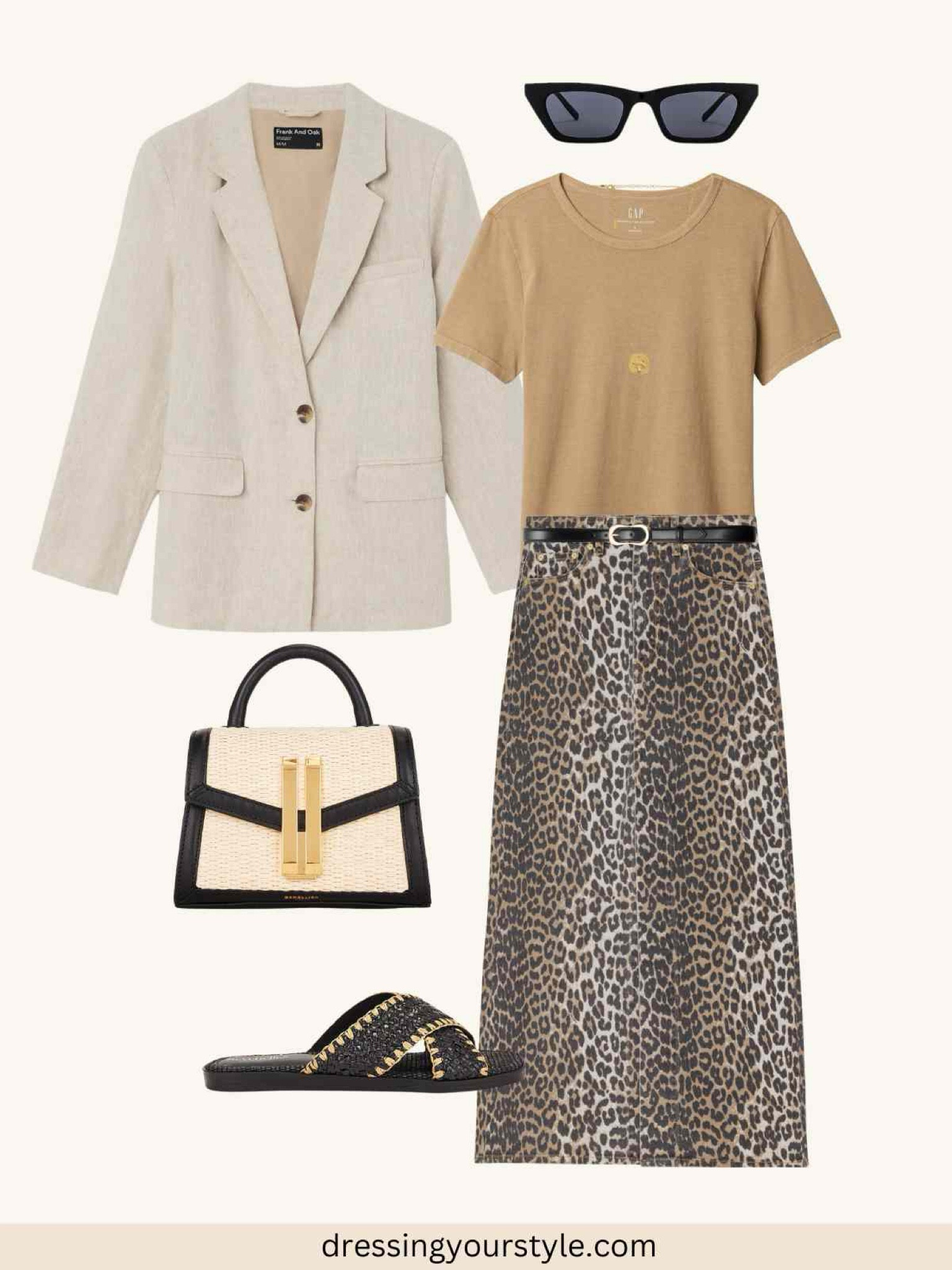 
Leopard print skirt outfit with a tan T- shirt and linen blazer and raffia accessories. 

Leopard midi skirt, leopard print maxi skirt, leopard outfit, leopard print midi skirt, raffia slides outfit, striped stripes, spring outfit, summer outfit, business casual outfit, natural style

#LTKOver40 #LTKWorkwear #LTKFindsUnder50