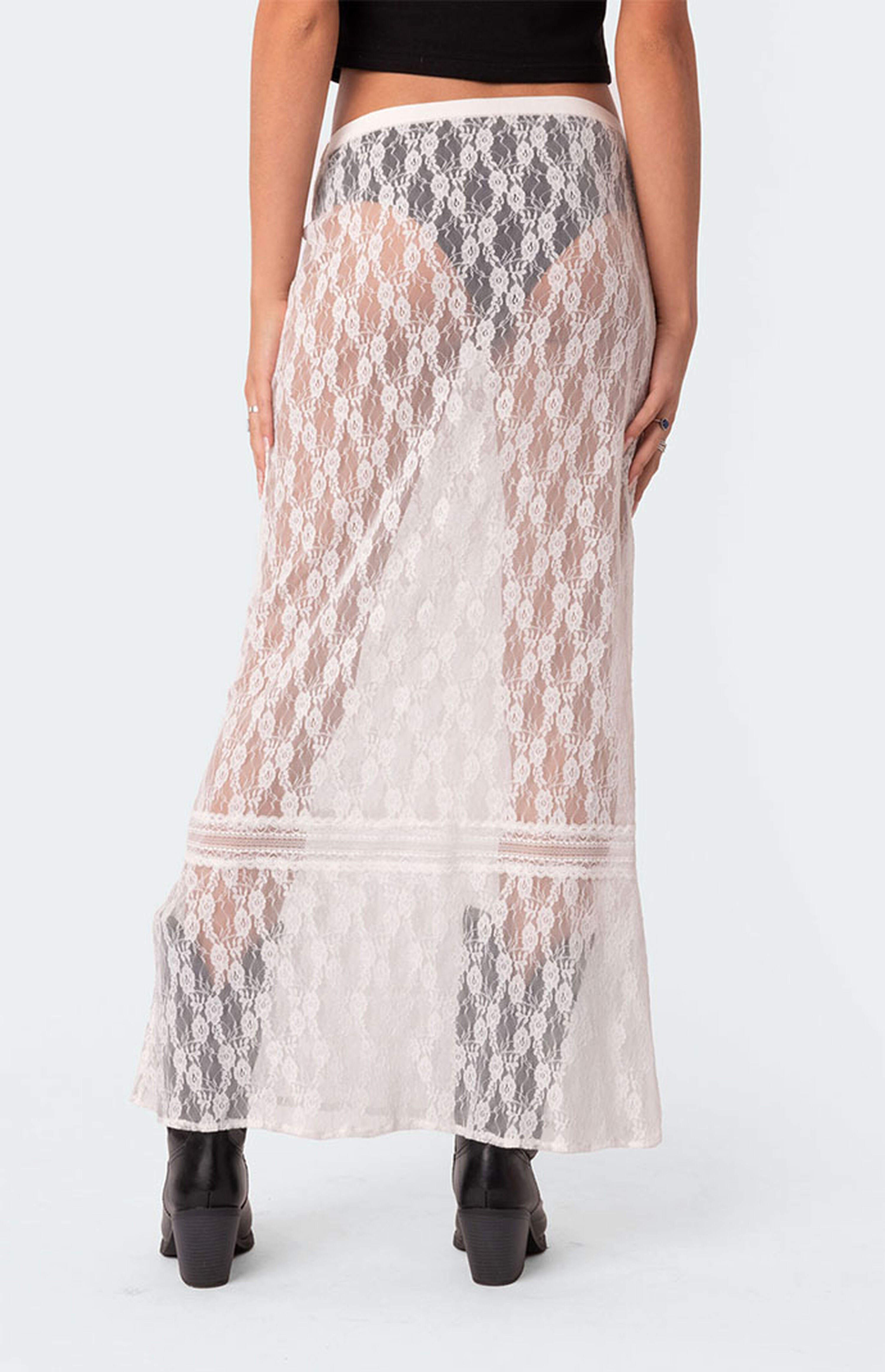 Edikted Sandra Sheer Lace Maxi Skirt | PacSun | PacSun