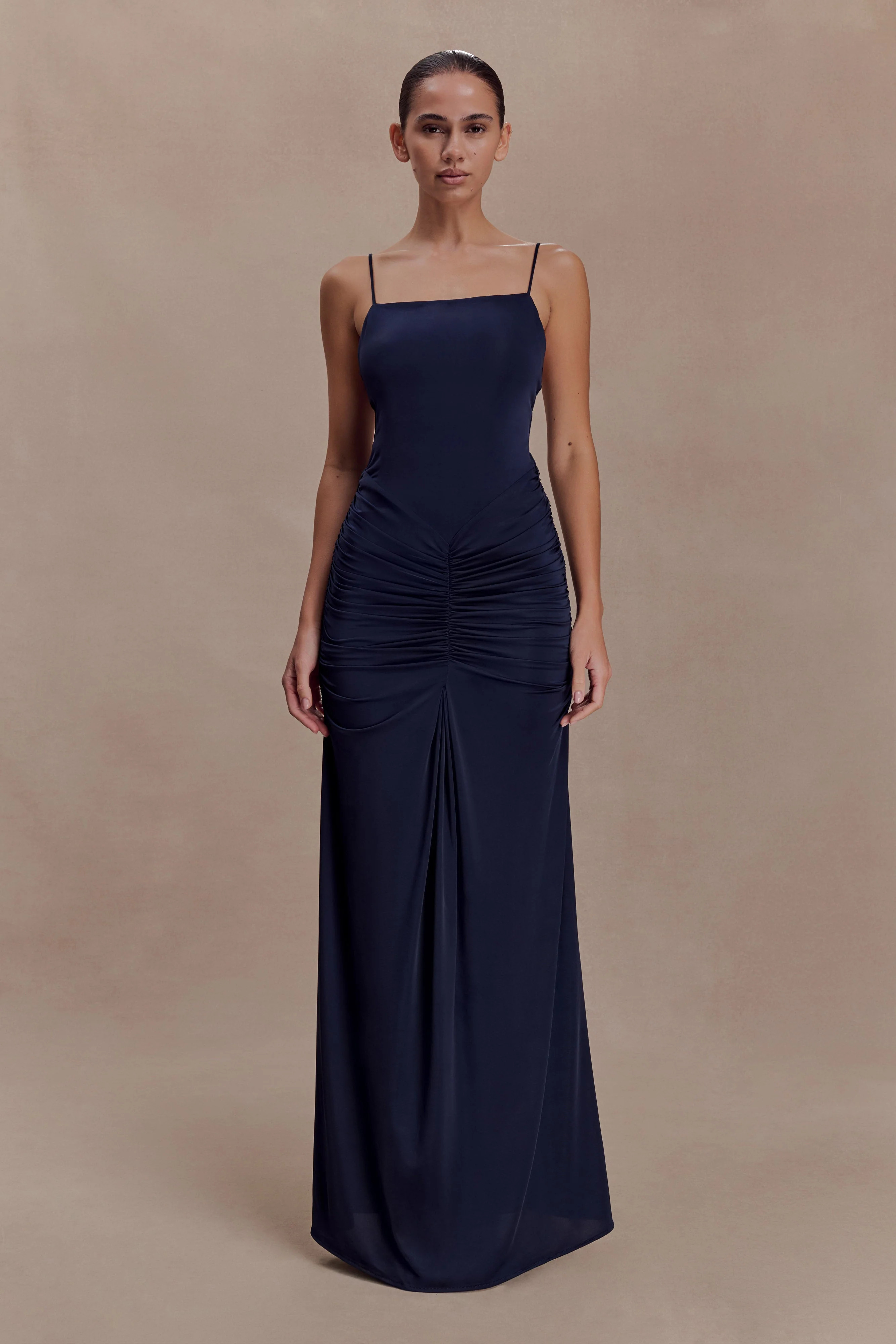 Roisin Slinky Maxi Dress - Navy | Meshki UK