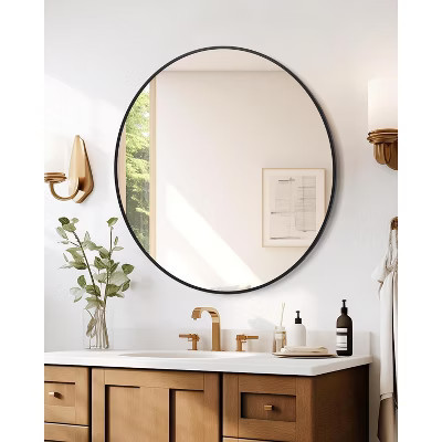 30 Inch Round Mirror, Round Mirror Black Circle Mirror Vanity Mirror Metal Frame Wall Mounted Mirrors for Living Room, Bathroom Decor, Wall, Entryway | Target