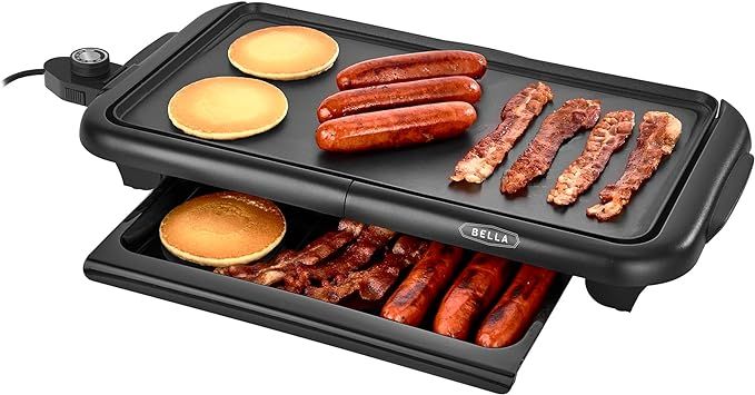 BELLA Electric Griddle with Warming Tray - Smokeless Indoor Grill, Nonstick Surface, Adjustable T... | Amazon (US)