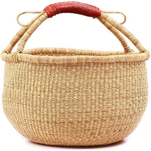Fair Trade Ghana Bolga African Dye-Free Fully Shaped Large Market Basket 16-17.5" Across X 9-11" ... | Amazon (US)