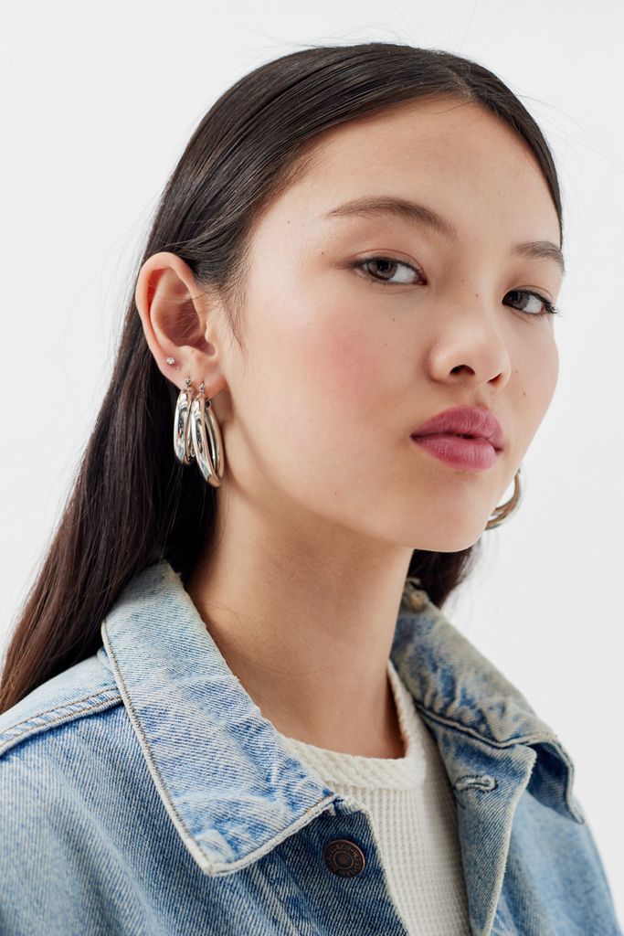 Tessa Chunky Tube Hoop Earring Set | Urban Outfitters (US and RoW)
