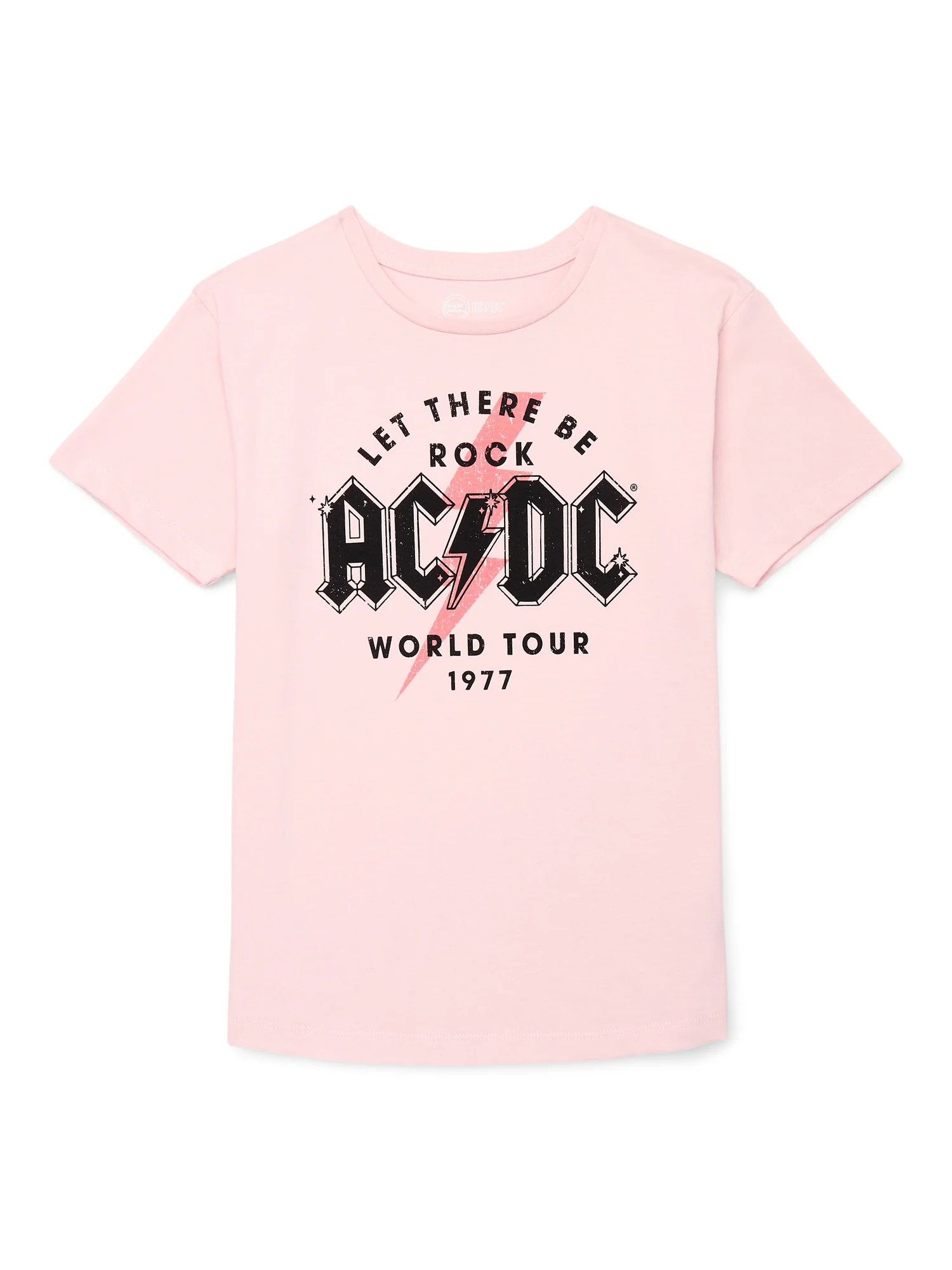 Wonder Nation Girls AC/DC World Tour Graphic Tee with Short Sleeves, Sizes 4-18 - Walmart.com | Walmart (US)