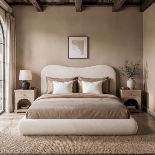 RECCI AirFrame Full Size Upholstered Bed Frame with Curved Headboard | Camelback Curved Headboard... | Amazon (US)