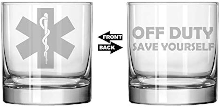 MIP 11 oz Rocks Whiskey Highball Glass Two Sided Star Of Life Emergency Medical Technician Parame... | Amazon (US)