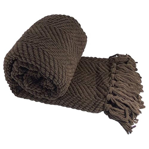 Home Soft Things Brown Throw Blanket Knitted Tweed Throw 50'' x 60'', Seal Brown, Super Soft Cozy Warm Comfortable Breathable Throw for Living Room Chair Couch Bed Sofa Bedroom Home Décor | Amazon (US)