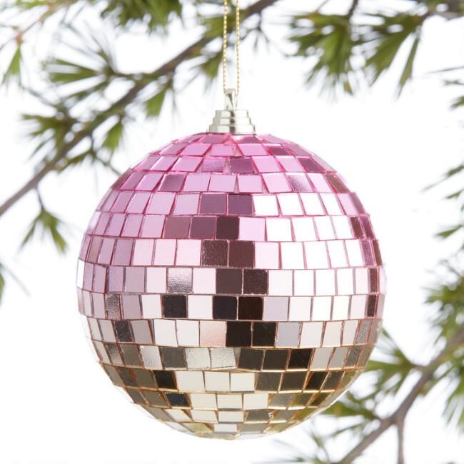 Large Pink And Gold Ombre Disco Ball Ornament | World Market