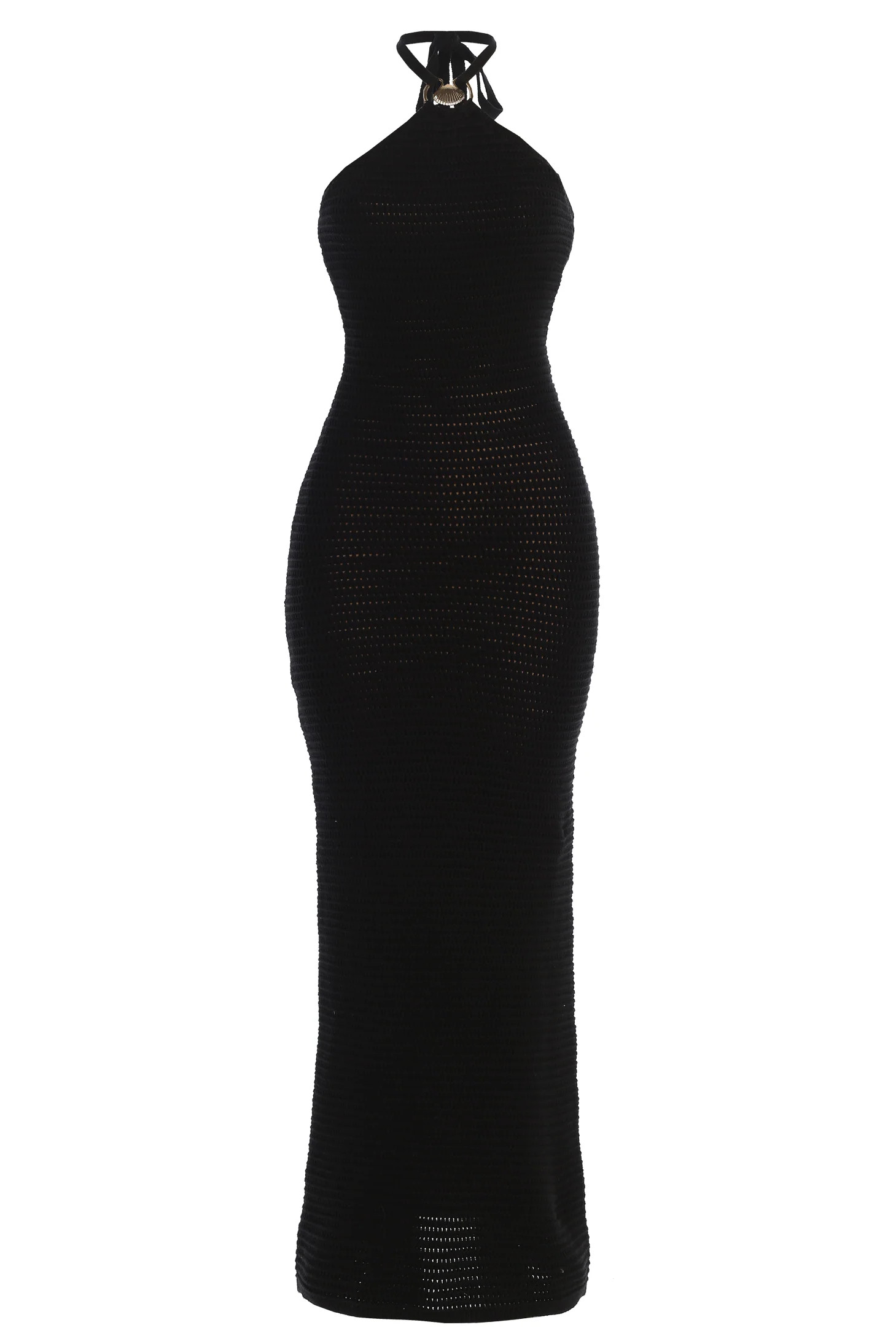 Black Overseas Halter Maxi Dress | JLUXLABEL