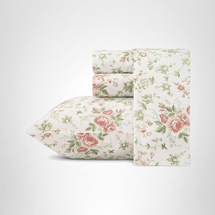 Laura Ashley - Queen Sheet Set, Buttery-Soft Bed Sheets with a Naturally Silky Smooth Cotton Sate... | Amazon (US)