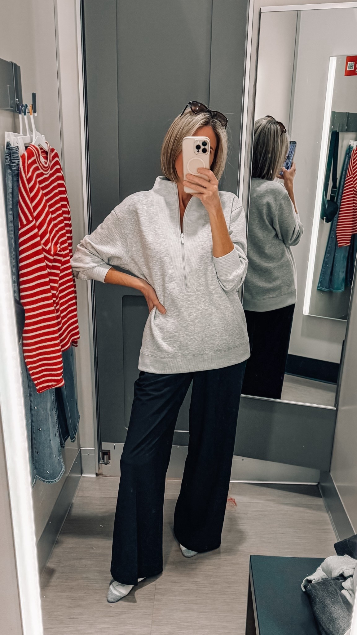 One more so you can see the length of it. I’m 5’6 for reference. Would work great with leggings. 

This half zip pullover from Target is such a good one!!! It’s super soft, long enough for leggings or tucks nicely with pants and comes in other colors. Pants are pull on high rise and so comfy! Travel outfit idea. Wearing a size small in both. 

Target finds 




#LTKOver40 #LTKmomlife #LTKootd