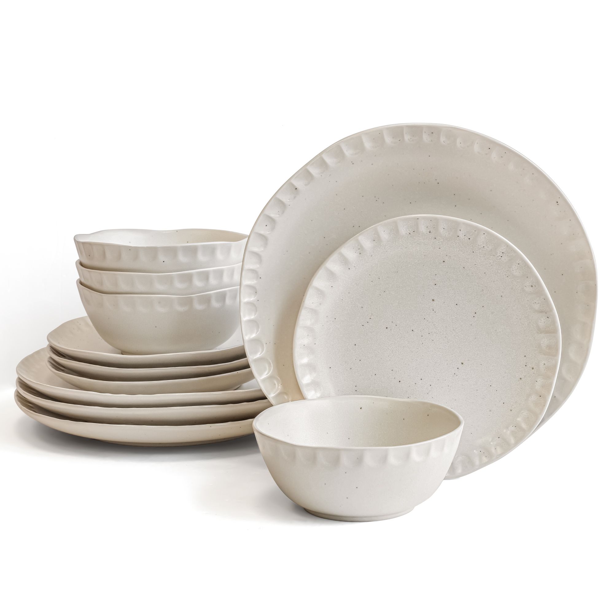 Over and Back 12 Piece Wheat Thumbprint Dinnerware Set | Walmart (US)