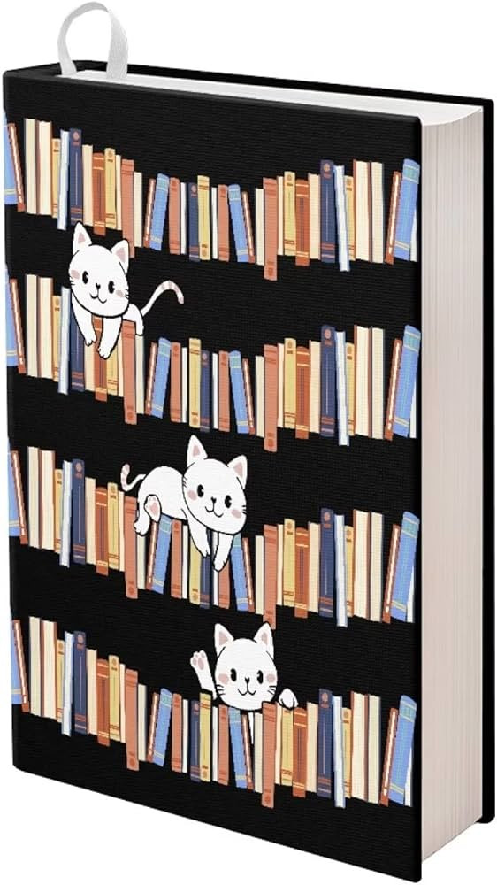Bookshelf Cat Book Covers Stretchable Book Sleeve Reusable Book Cover Book Protectors for Book Lo... | Amazon (US)
