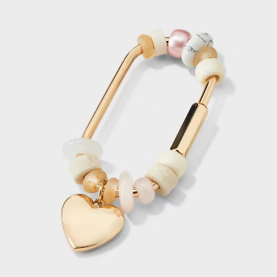 Mixed Stone & Heart Carabiner Bag Charm - A New Day™ Pink | Target