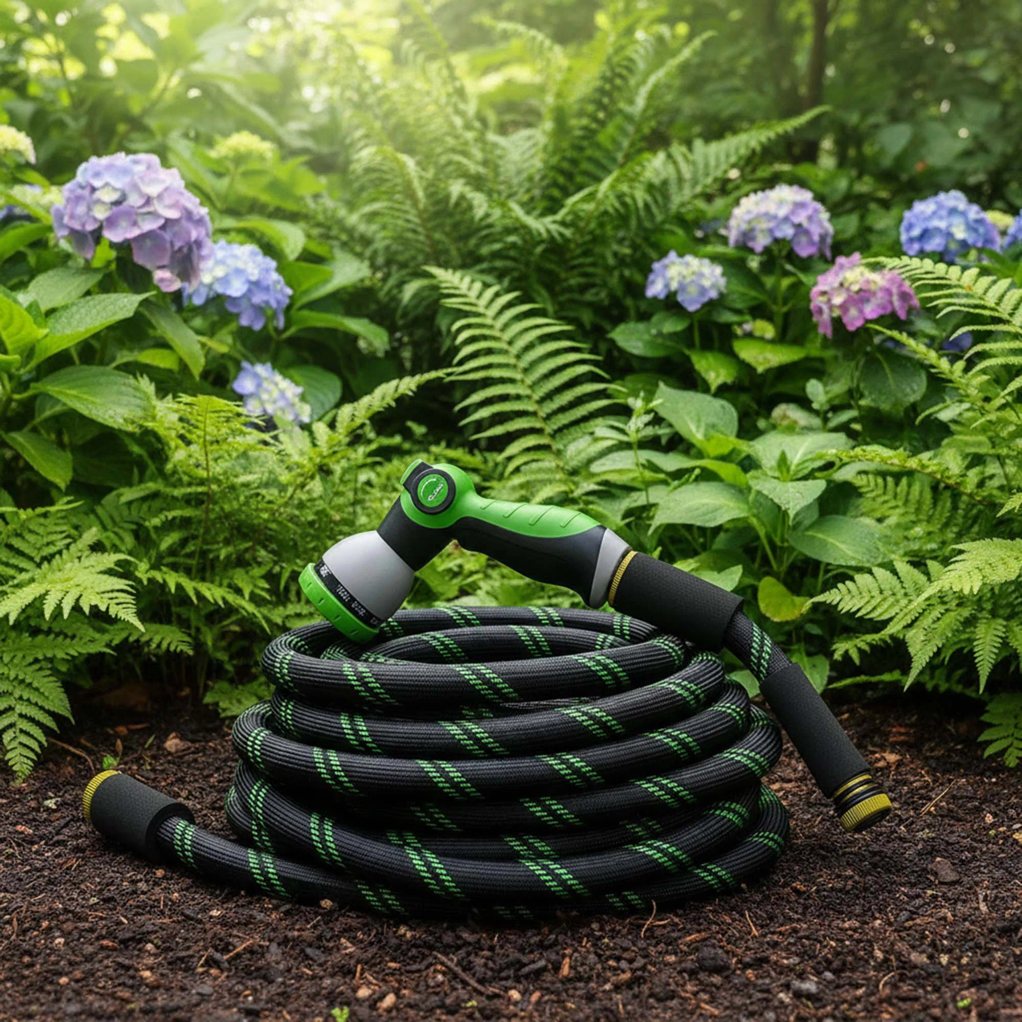25ft Garden Hose, Flexible Lightweight With 10 Function Nozzle, No Kink Design, Leak Proof Fabric... | Wayfair North America