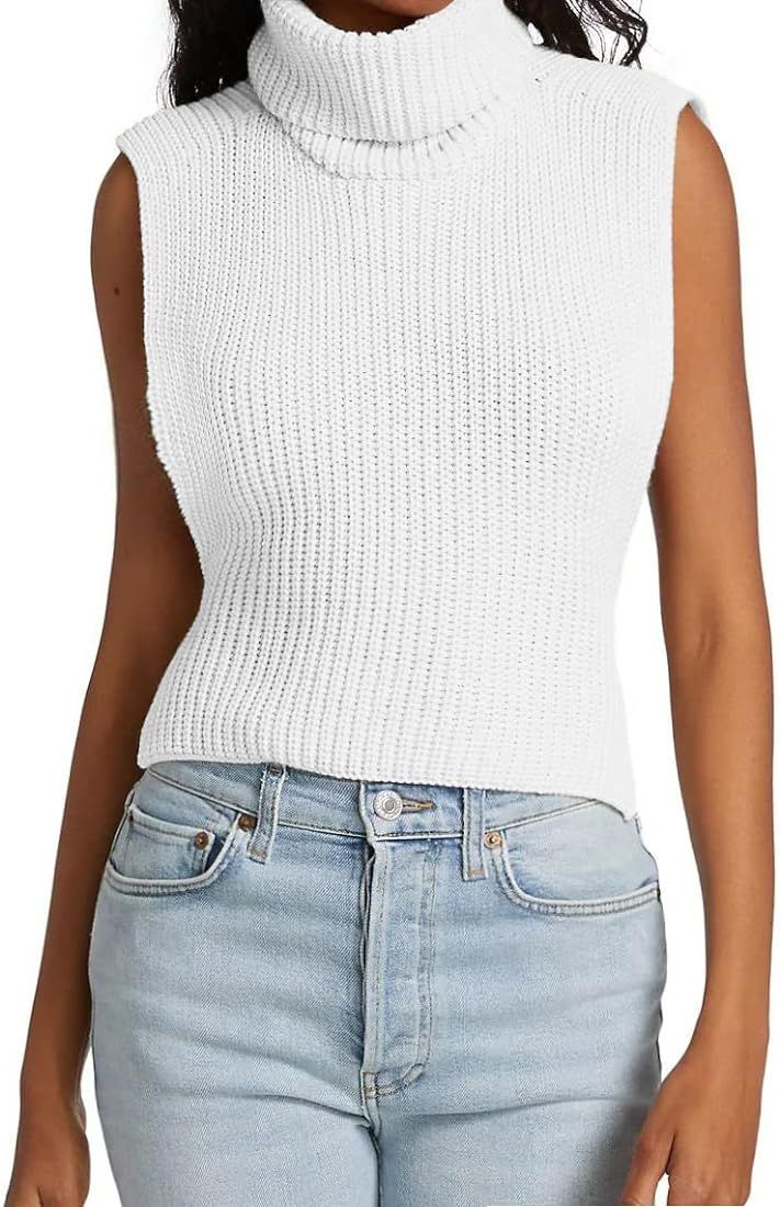 MACNOORA Womens Sleeveless Sweater Vest Turtleneck Ribbed Knit Tank Tops Basic Slim Fit Top | Amazon (US)