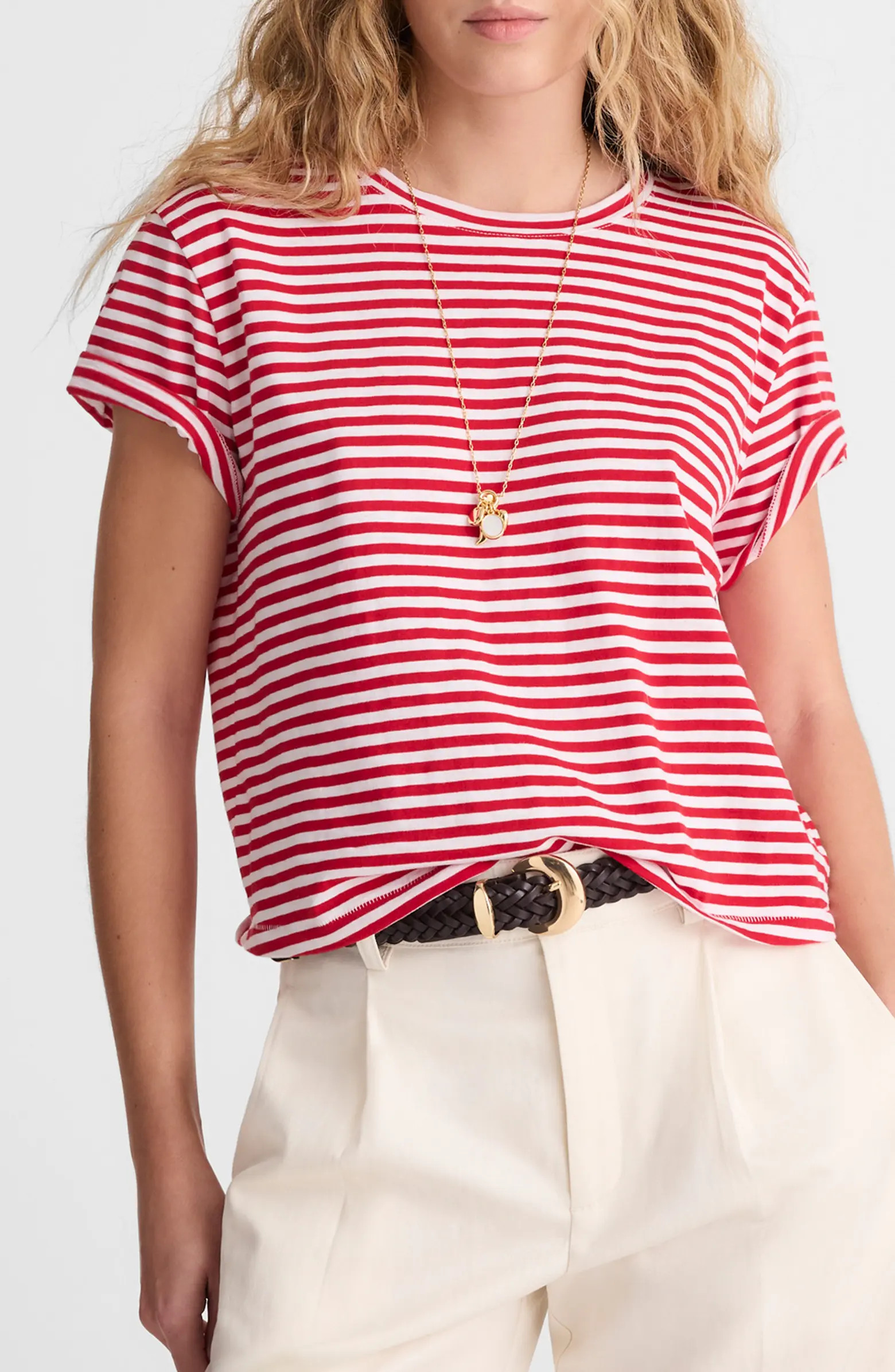 Madewell Stripe Boxy Crop Slub T-Shirt | Nordstrom | Nordstrom