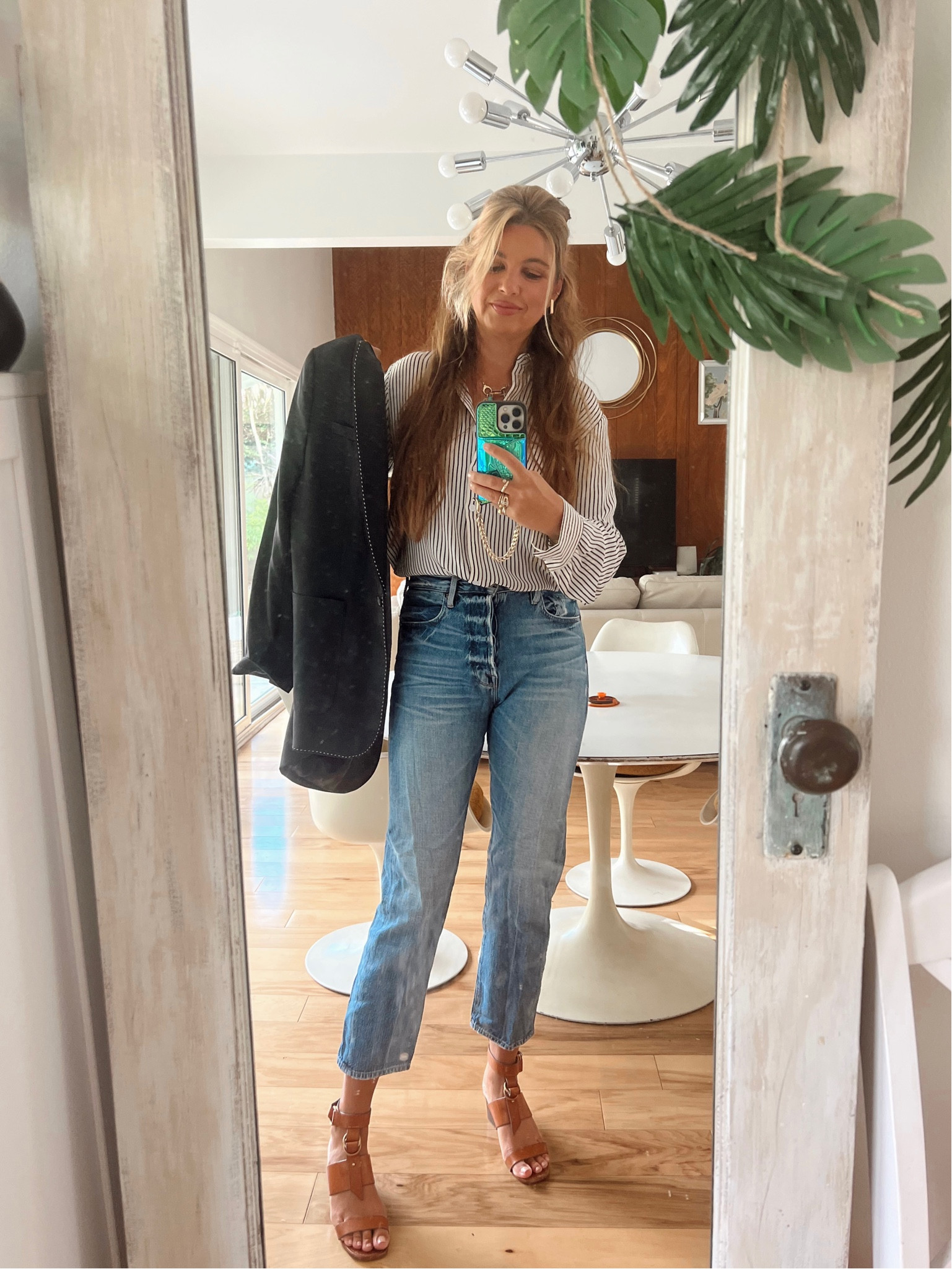 Workwear, basics on repeat, Blazer 

#ootd, basics on repeat. ⚡️
Blazer: medium/6
Jeans: 25
Shirt: medium
Sandals: linked similar options as these are older 

#LTKworkwear #LTKSeasonal #LTKunder100