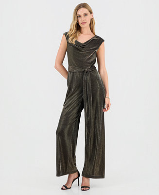 Women's Metallic Cowl-Neck Jumpsuit | Macy's
