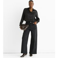 Women's Black Satin Loose Fit Shirt Gini London New Look | New Look (UK)