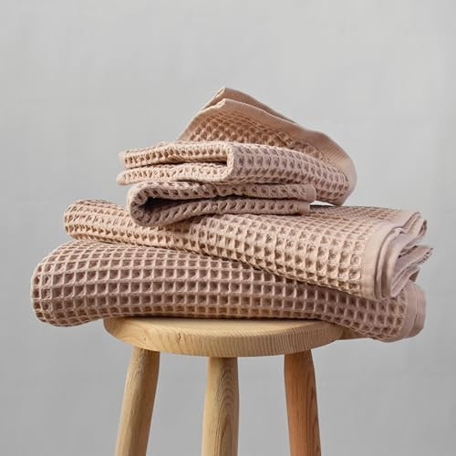Püskül - Luxury Waffle Towel Set for Bathroom 4 Pieces Beige, Premium Quality Organic 100% Turk... | Amazon (US)