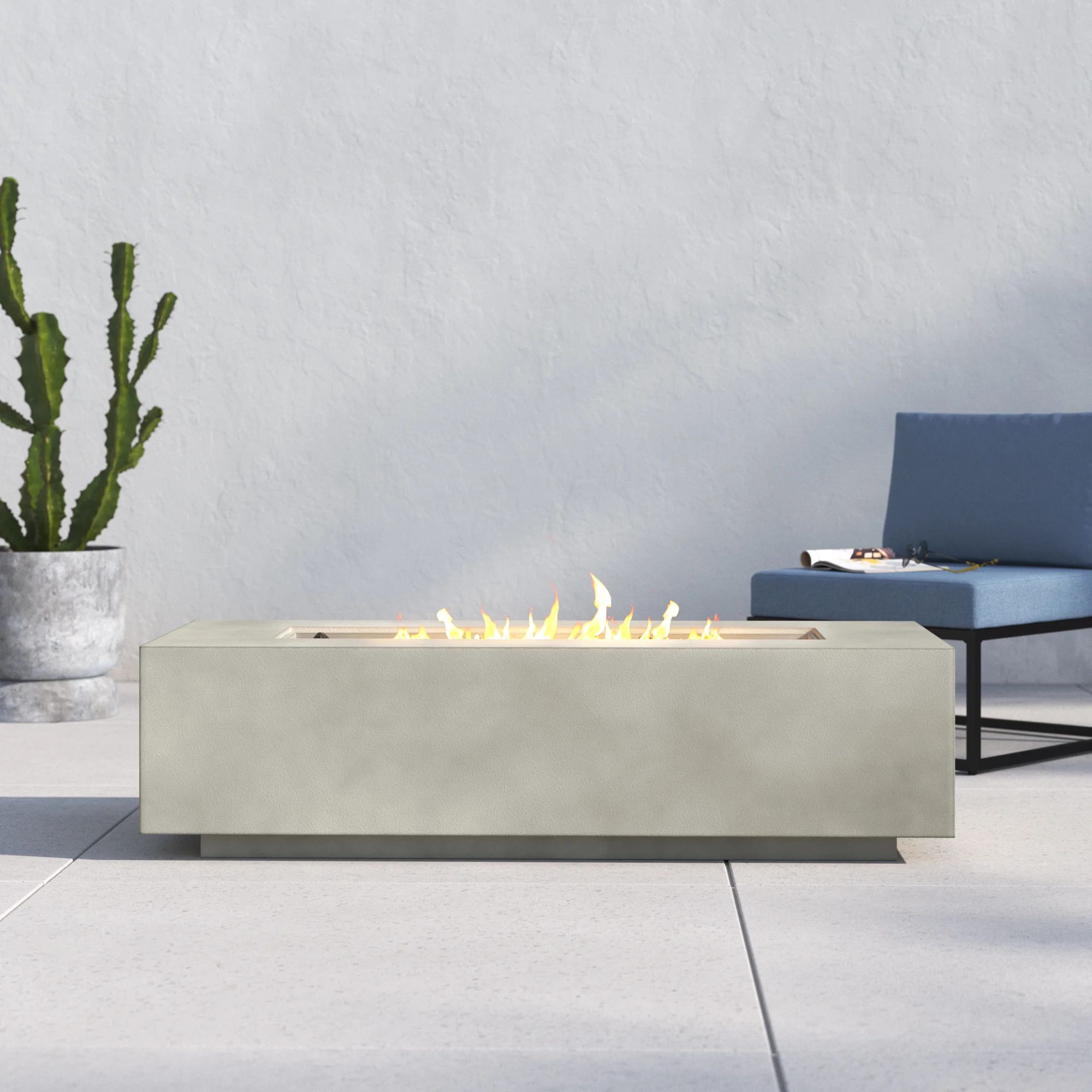 Aly Fiber Cast Concrete / Burner Stainless Steel Propane Gas Fire Pit Table | Wayfair North America