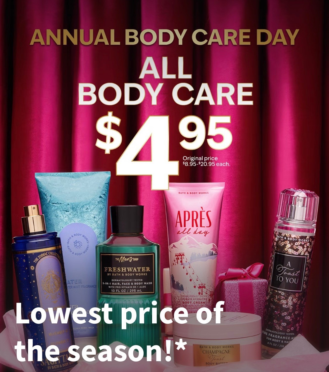 All? Yes, ALL. All body care is $4.95 now. Most range from $16-$23 normally! How to get the deal? Code SCORE Clicking through my link and letting it take you to the B&BW website where you order with the code, allows me to earn commission on your order (regardless of whether you order what I link!) 🙏 Thank you!! Happy shopping! #bodydeals #12daysofdeals #bodycare #bathandbodyworks

#LTKHoliday #LTKSaleAlert #LTKGiftGuide