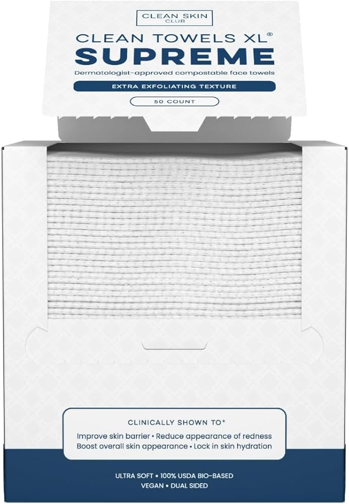 Clean Skin Club Clean Towels XL® Supreme, 100% USDA Biobased Face Towel, Disposable Face Towelet... | Amazon (US)