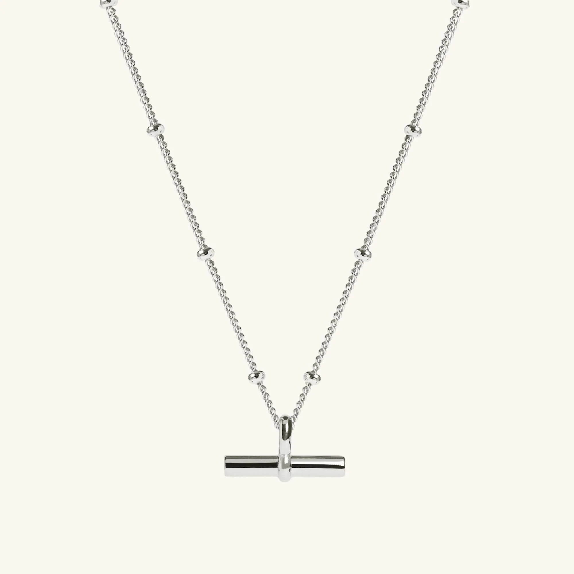 T-Bar, Sterling Silver, Women's Necklace with Bead Chain | Muru Jewellery.
