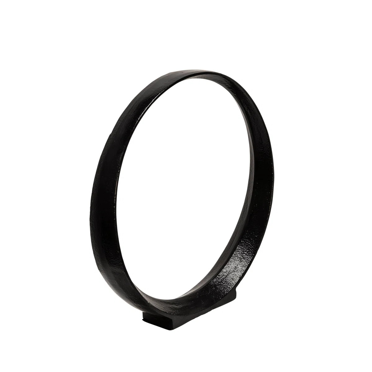 Set of 2 Metal Ring Sculptures - Modern Abstract Black Aluminum 12" and 14" Circular Sculpture | Wayfair North America