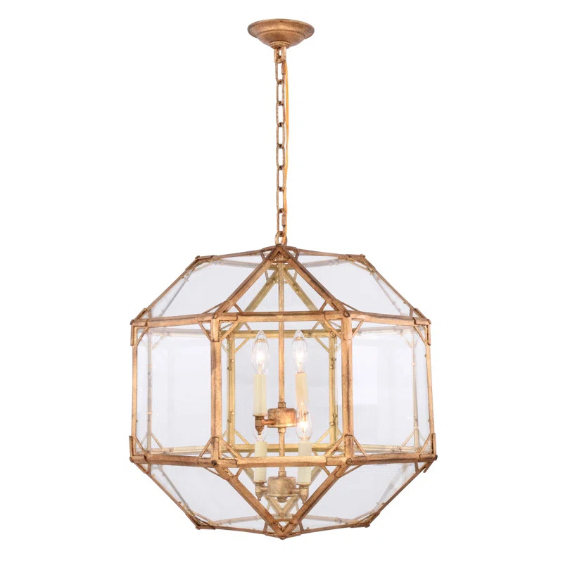 Collins 4 - Light Lantern Geometric Chandelier | Wayfair Professional