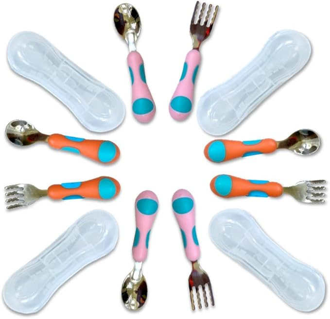 Toddler Silverware, Kids Utensils, Stainless Steel Forks Spoons Set with Travel Case for 1 2 3 4 yea | Amazon (US)