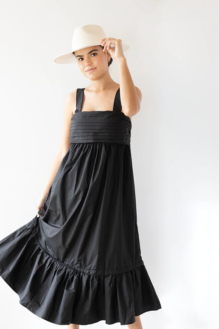 Black Midi Dress with Back Bow | Flea Style