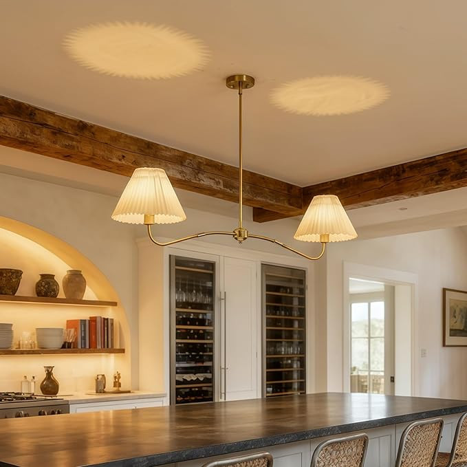 47’’ Linear Chandelier for Kitchen Island, 2-Light Modern Linear Dining Room Light Fixture, C... | Amazon (US)